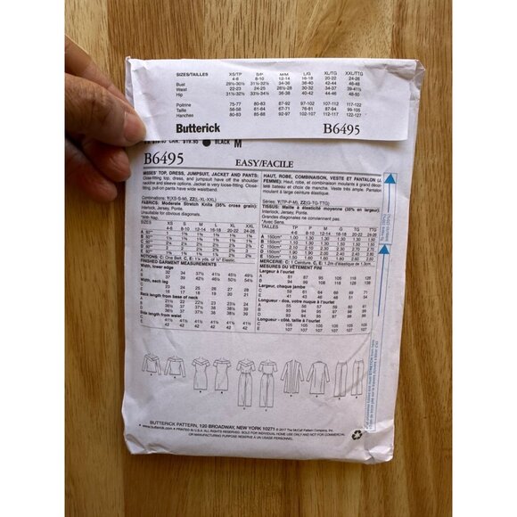 Butterick Size L-XXL Top Dress Jumpsuit Jacket Pant Sewing Pattern #B6495 - Picture 3 of 4